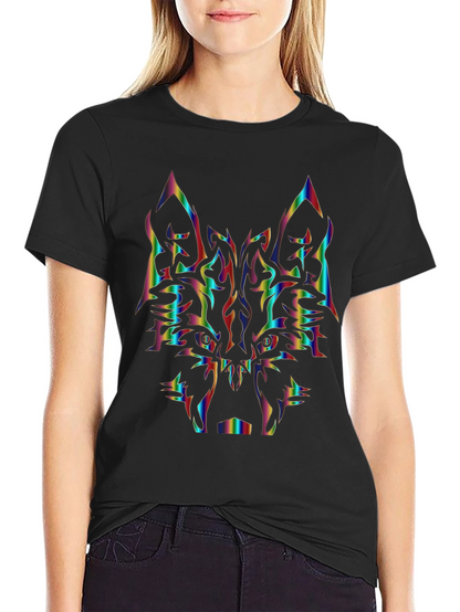 Rainbow Wolf Graphic Black T-Shirt