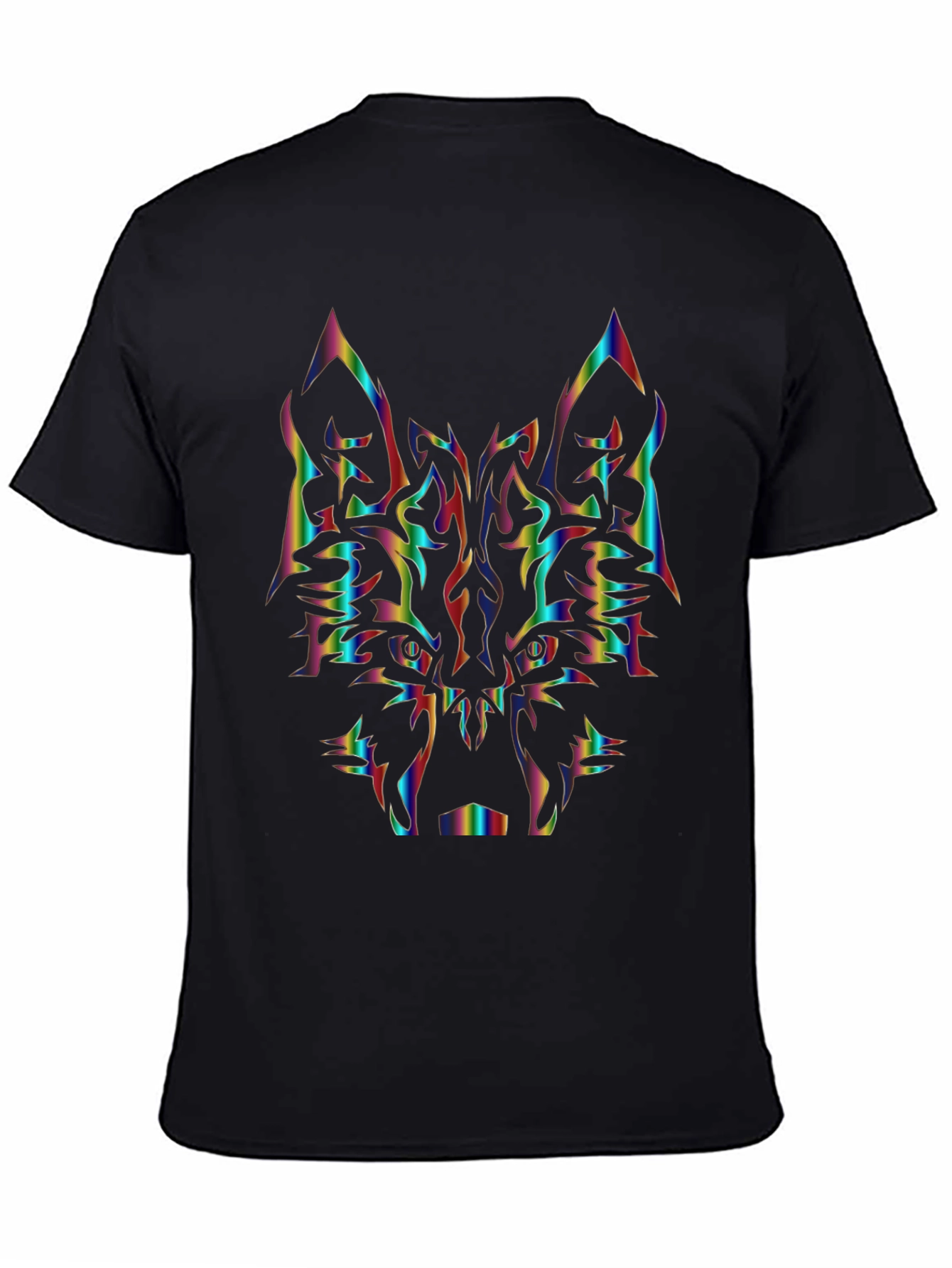 Rainbow Wolf Graphic Black T-Shirt