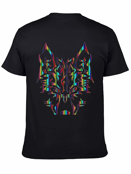 Rainbow Wolf Graphic Black T-Shirt