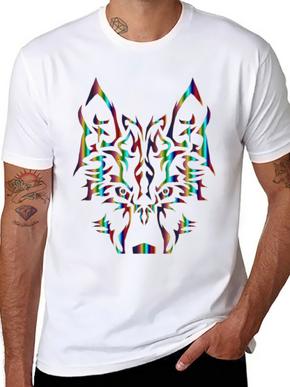 Rainbow Wolf Graphic Black T-Shirt