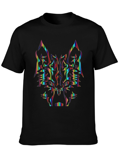 Rainbow Wolf Graphic Black T-Shirt