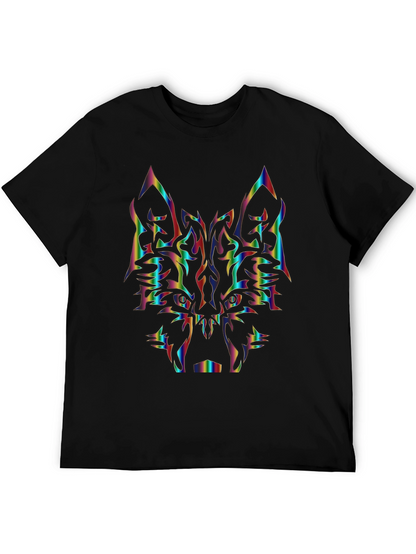 Rainbow Wolf Graphic Black T-Shirt