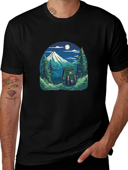 Nature Adventure Graphic Tee - Hiking Backpack Design