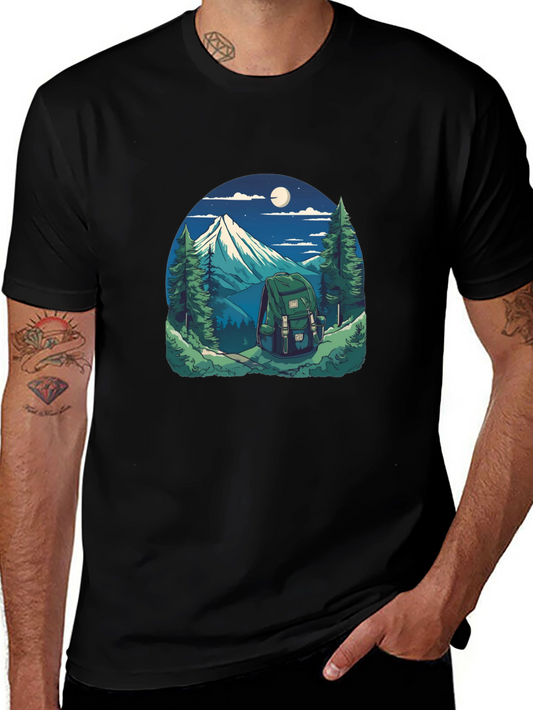 Nature Adventure Graphic Tee - Hiking Backpack Design