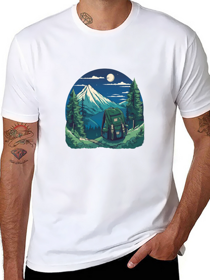 Nature Adventure Graphic Tee - Hiking Backpack Design