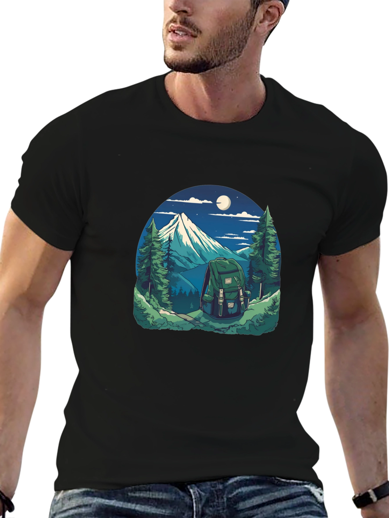 Nature Adventure Graphic Tee - Hiking Backpack Design