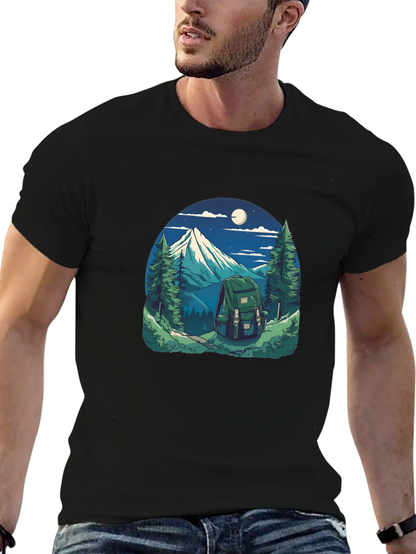 Nature Adventure Graphic Tee - Hiking Backpack Design