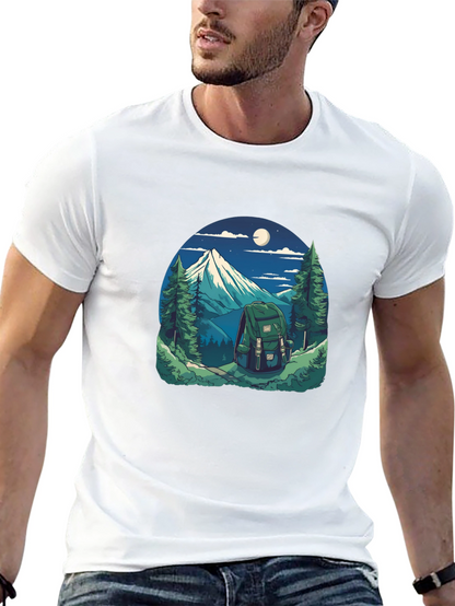Nature Adventure Graphic Tee - Hiking Backpack Design