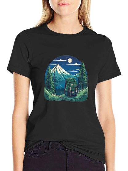 Nature Adventure Graphic Tee - Hiking Backpack Design