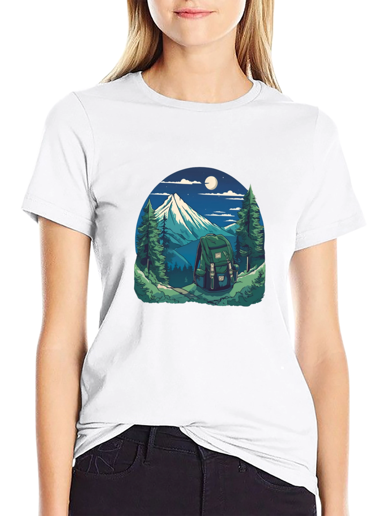Nature Adventure Graphic Tee - Hiking Backpack Design