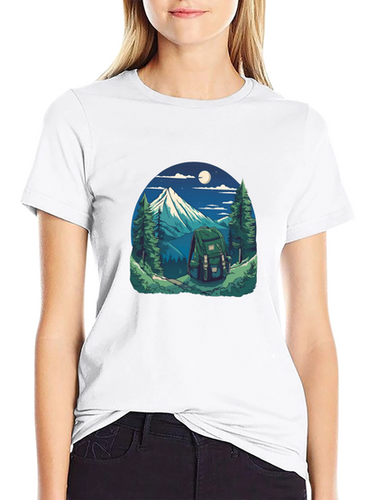 Nature Adventure Graphic Tee - Hiking Backpack Design