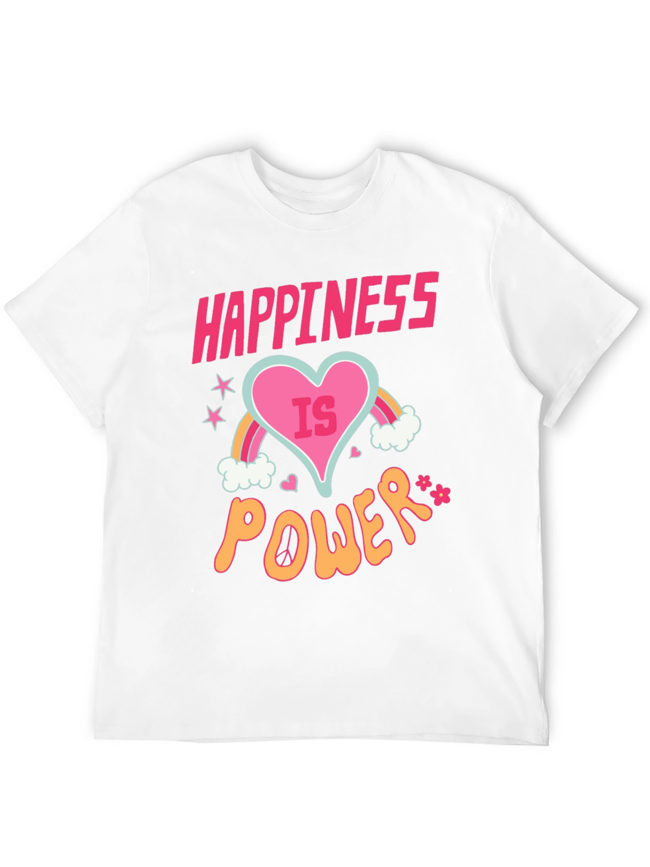 Happiness is Power Black Graphic T-Shirt