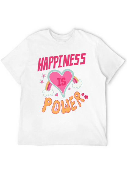 Happiness is Power Black Graphic T-Shirt