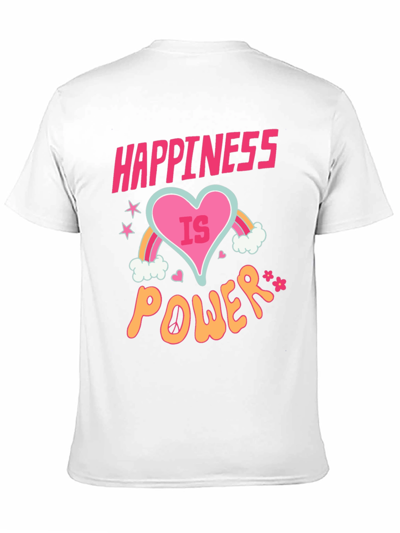 Happiness is Power Black Graphic T-Shirt
