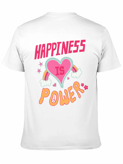 Happiness is Power Black Graphic T-Shirt