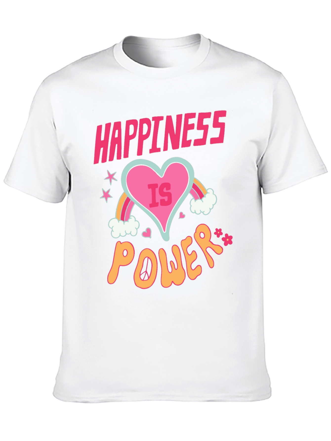 Happiness is Power Black Graphic T-Shirt