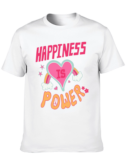 Happiness is Power Black Graphic T-Shirt