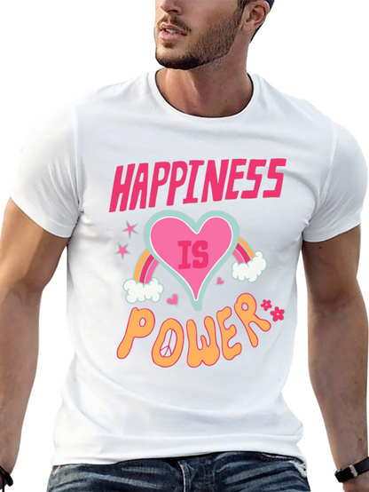 Happiness is Power Black Graphic T-Shirt