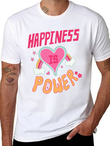 Happiness is Power Black Graphic T-Shirt