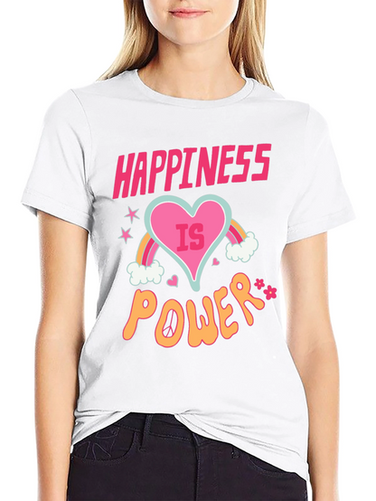 Happiness is Power Black Graphic T-Shirt