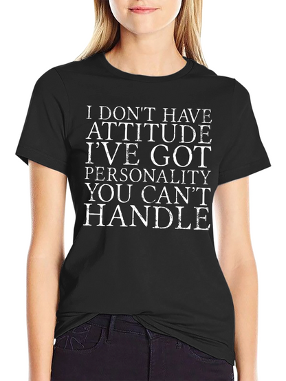 Attitude Personality Graphic Tee - Black Cotton T-Shirt