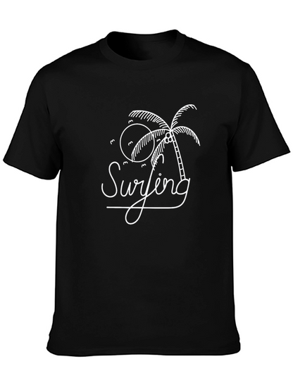 Black Surfing Palm Tree Graphic Tee