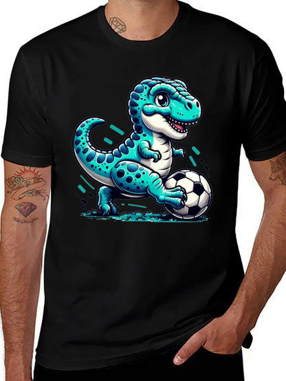 Dino Soccer T-Shirt - Cute Cartoon Dinosaur Design