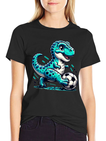 Dino Soccer T-Shirt - Cute Cartoon Dinosaur Design
