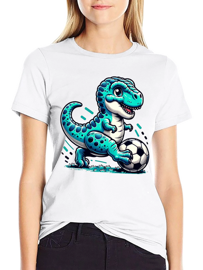 Dino Soccer T-Shirt - Cute Cartoon Dinosaur Design