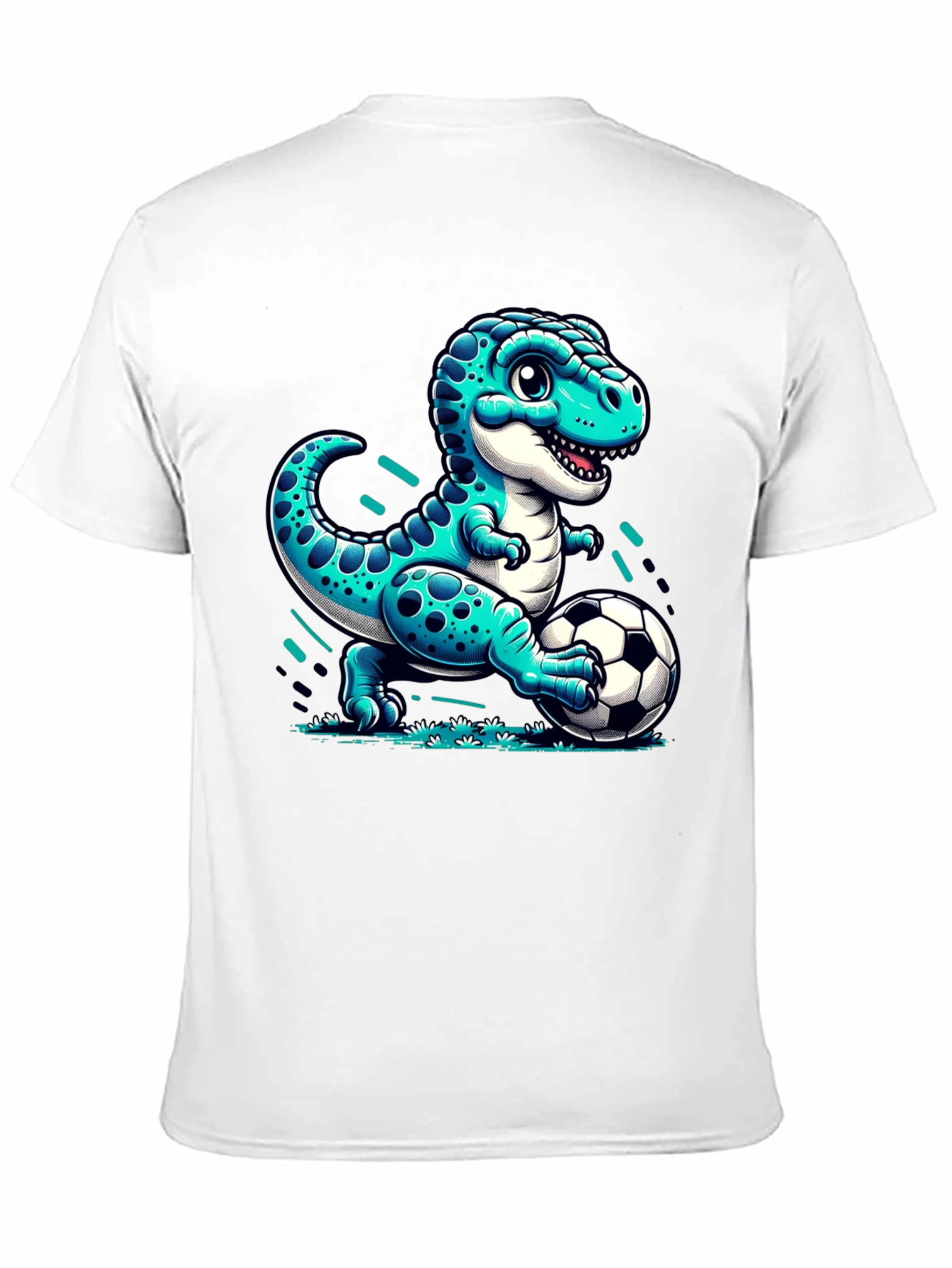 Dino Soccer T-Shirt - Cute Cartoon Dinosaur Design