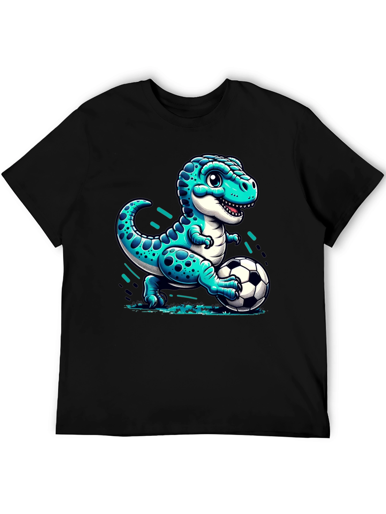 Dino Soccer T-Shirt - Cute Cartoon Dinosaur Design