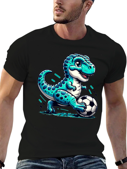 Dino Soccer T-Shirt - Cute Cartoon Dinosaur Design