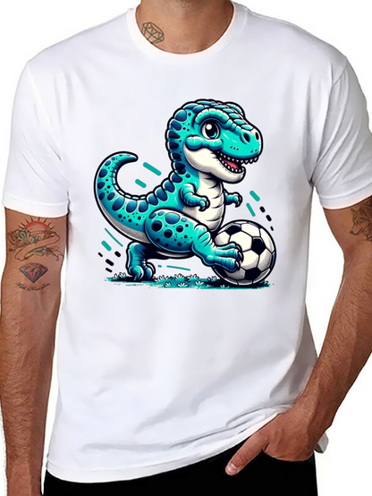 Dino Soccer T-Shirt - Cute Cartoon Dinosaur Design