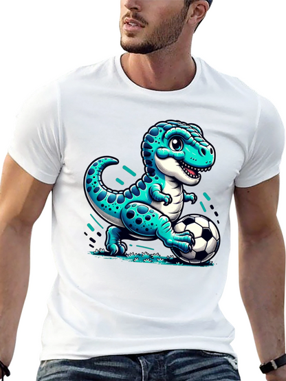Dino Soccer T-Shirt - Cute Cartoon Dinosaur Design