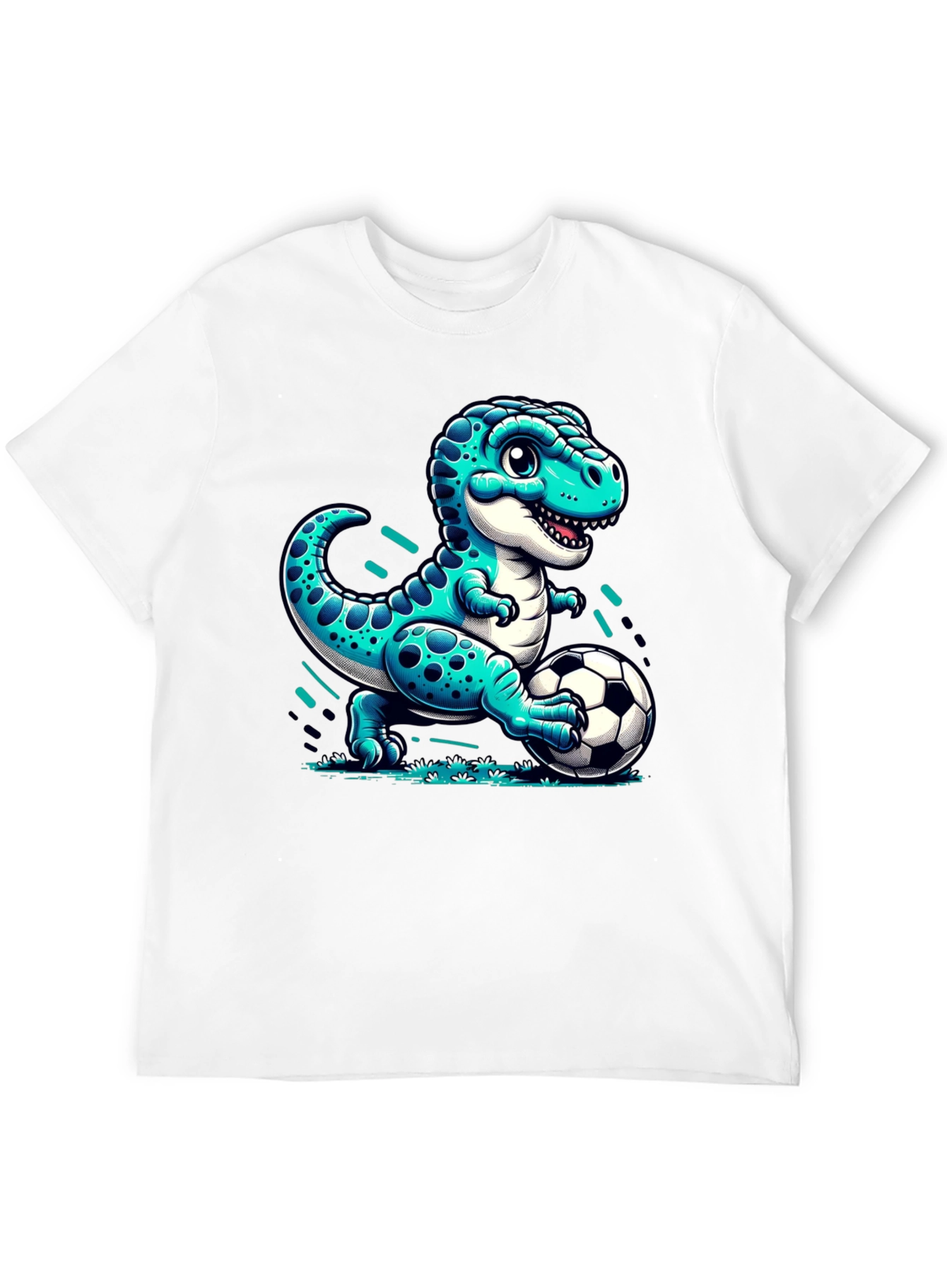 Dino Soccer T-Shirt - Cute Cartoon Dinosaur Design