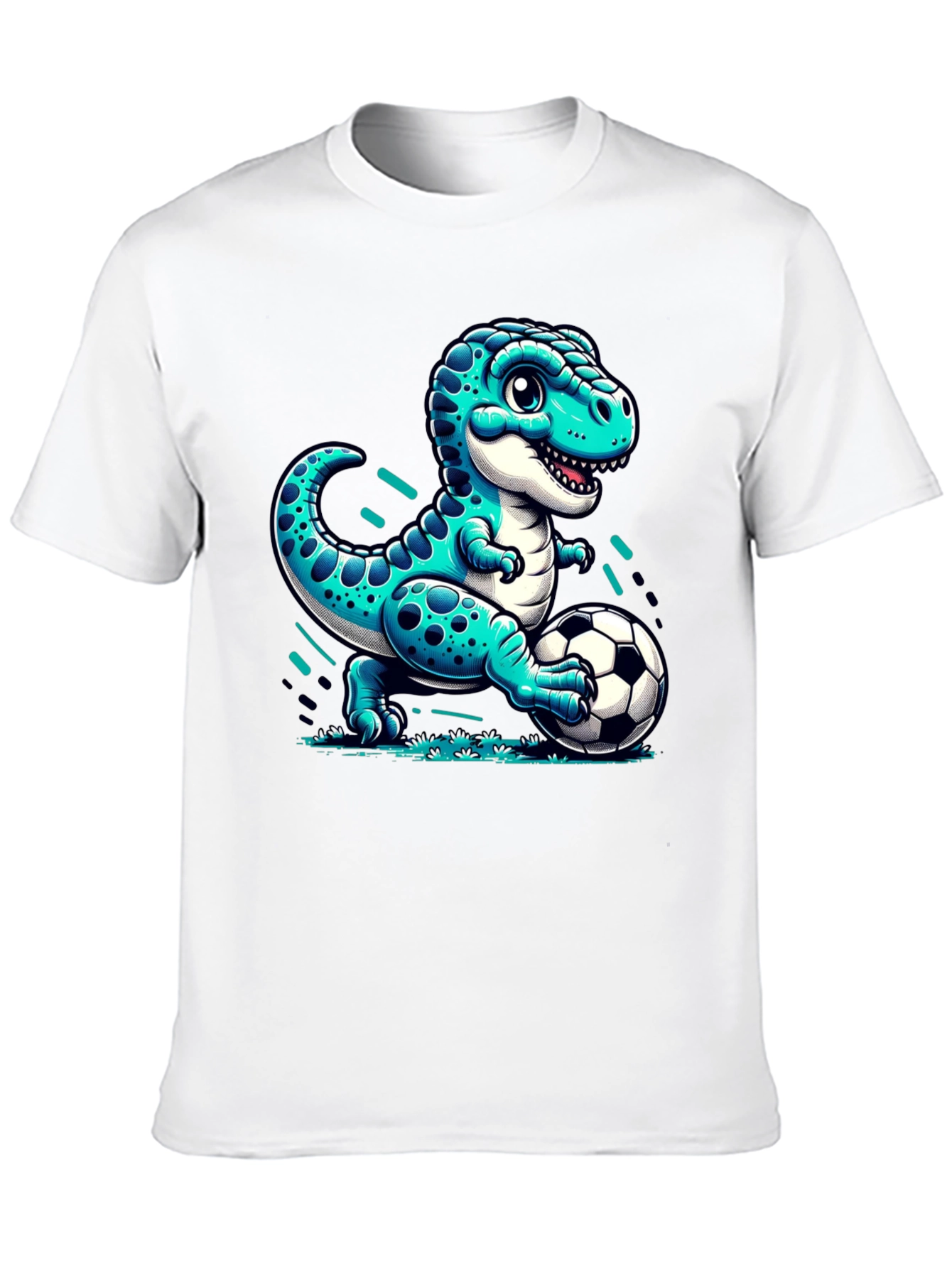 Dino Soccer T-Shirt - Cute Cartoon Dinosaur Design