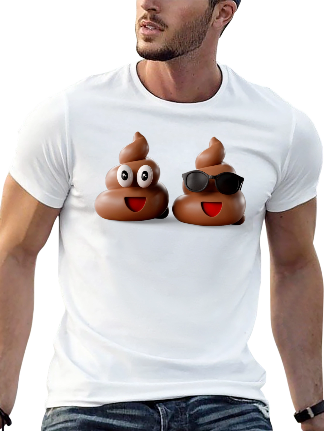 Funny Poop Emoji Graphic Black T-Shirt