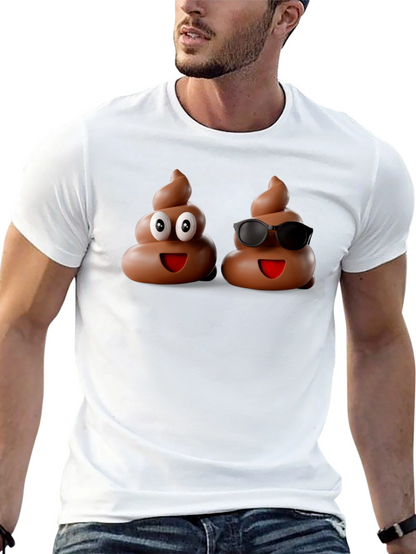 Funny Poop Emoji Graphic Black T-Shirt
