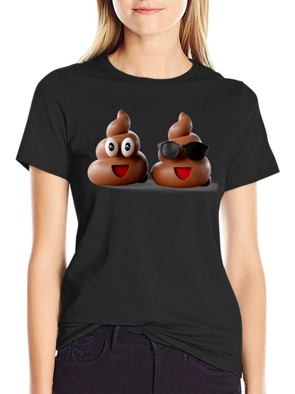 Funny Poop Emoji Graphic Black T-Shirt