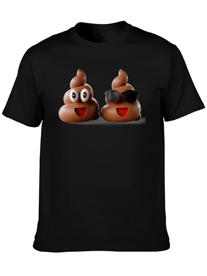 Funny Poop Emoji Graphic Black T-Shirt
