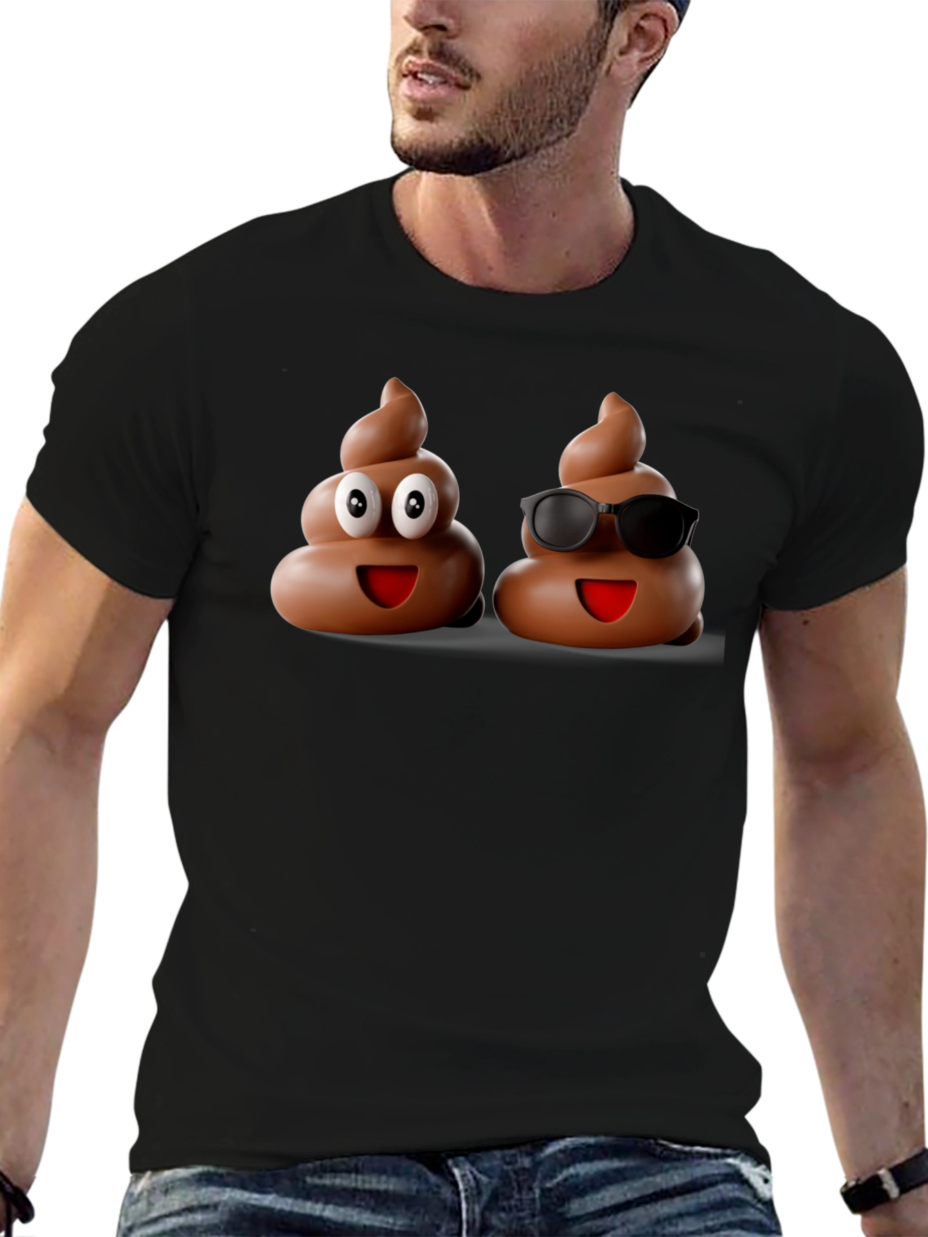 Funny Poop Emoji Graphic Black T-Shirt