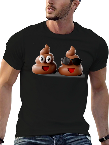 Funny Poop Emoji Graphic Black T-Shirt