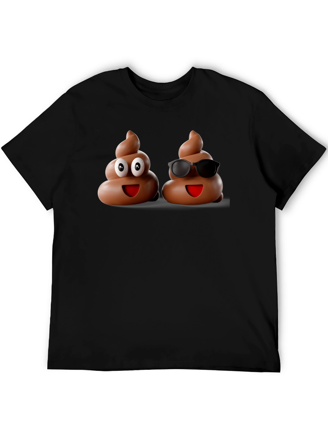 Funny Poop Emoji Graphic Black T-Shirt