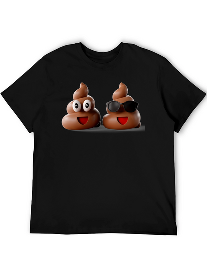 Funny Poop Emoji Graphic Black T-Shirt