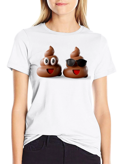 Funny Poop Emoji Graphic Black T-Shirt