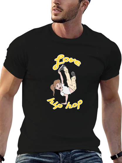 Love Hip Hop T-Shirt Black Cotton Graphic Tee Dance