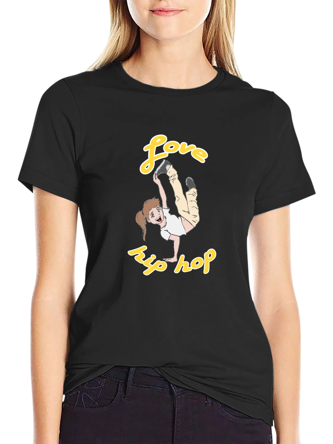 Love Hip Hop T-Shirt Black Cotton Graphic Tee Dance