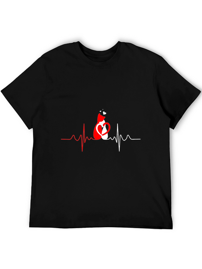 Cat Heartbeat Graphic T-Shirt - Love Cats!