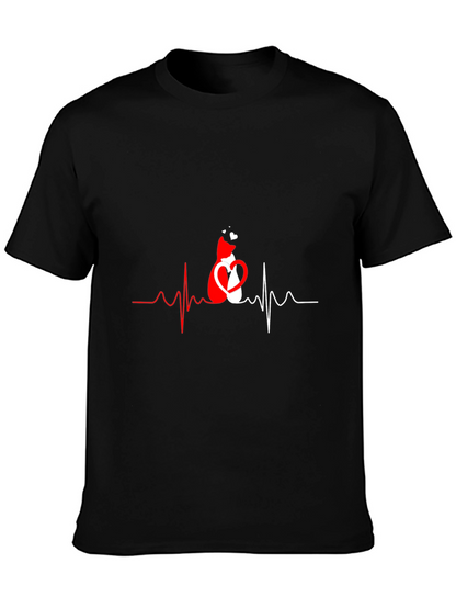 Cat Heartbeat Graphic T-Shirt - Love Cats!