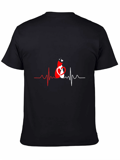 Cat Heartbeat Graphic T-Shirt - Love Cats!